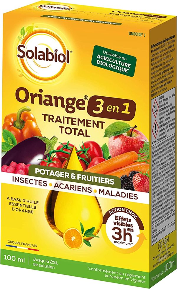 Oriange Traitement Total SOLABIOL - 3 en 1 Insectes Acariens Maladies 100ml