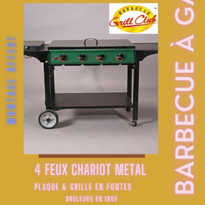 BARBECUE 4 FEUX - CHARIOT METAL