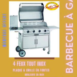 BARBECUE 4 FEUX - HOTTE - RECHAUD - TOUT INOX