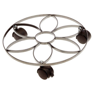 SUPPORT POT ACIER 3 ROUES CASTOR 30 CMS