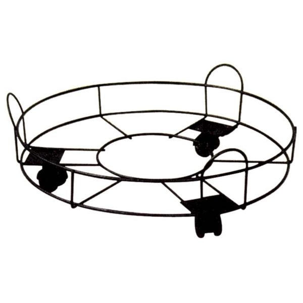 SUPPORT POT ACIER 3 ROUES CASTOR 30CMS