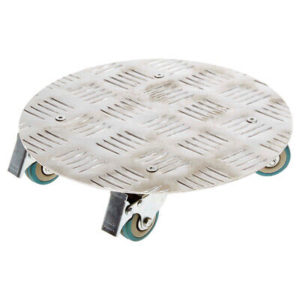 SUPPORT POT ALUMINIUM 30cm 4 ROUES CASTOR AV FREIN