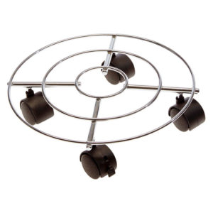 SUPPORT POT FIL ACIER 30cms 4 ROUES CASTOR
