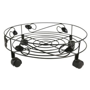 SUPPORT POT FIL ACIER ROND 40cms 4 ROUES CASTOR