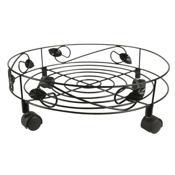 SUPPORT POT FIL ACIER ROND 40cms 4 ROUES CASTOR