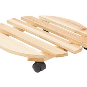 SUPPORT POT BOIS ROND 30cms 4 ROUES CASTOR