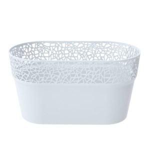 CACHE POT OVALE PATIENCE TREE 27,5 cms BLANC