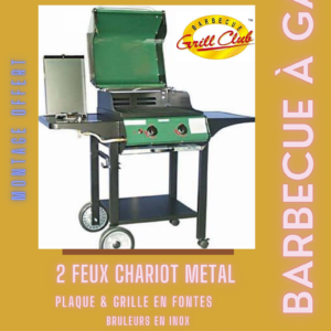 BARBECUE 2 FEUX CHARIOT METAL