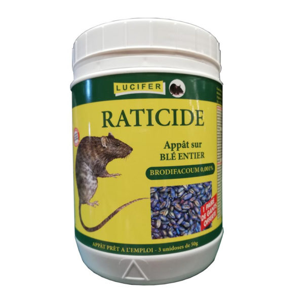 Raticide appâts sur blé entier 3 doses de 50gr LUCIFER